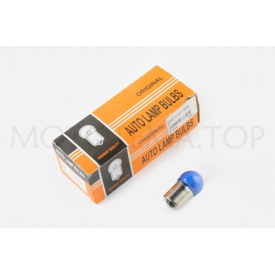 Лампа G18 (поворот, габарит) 12V 10W (синя) ORANGE BOX